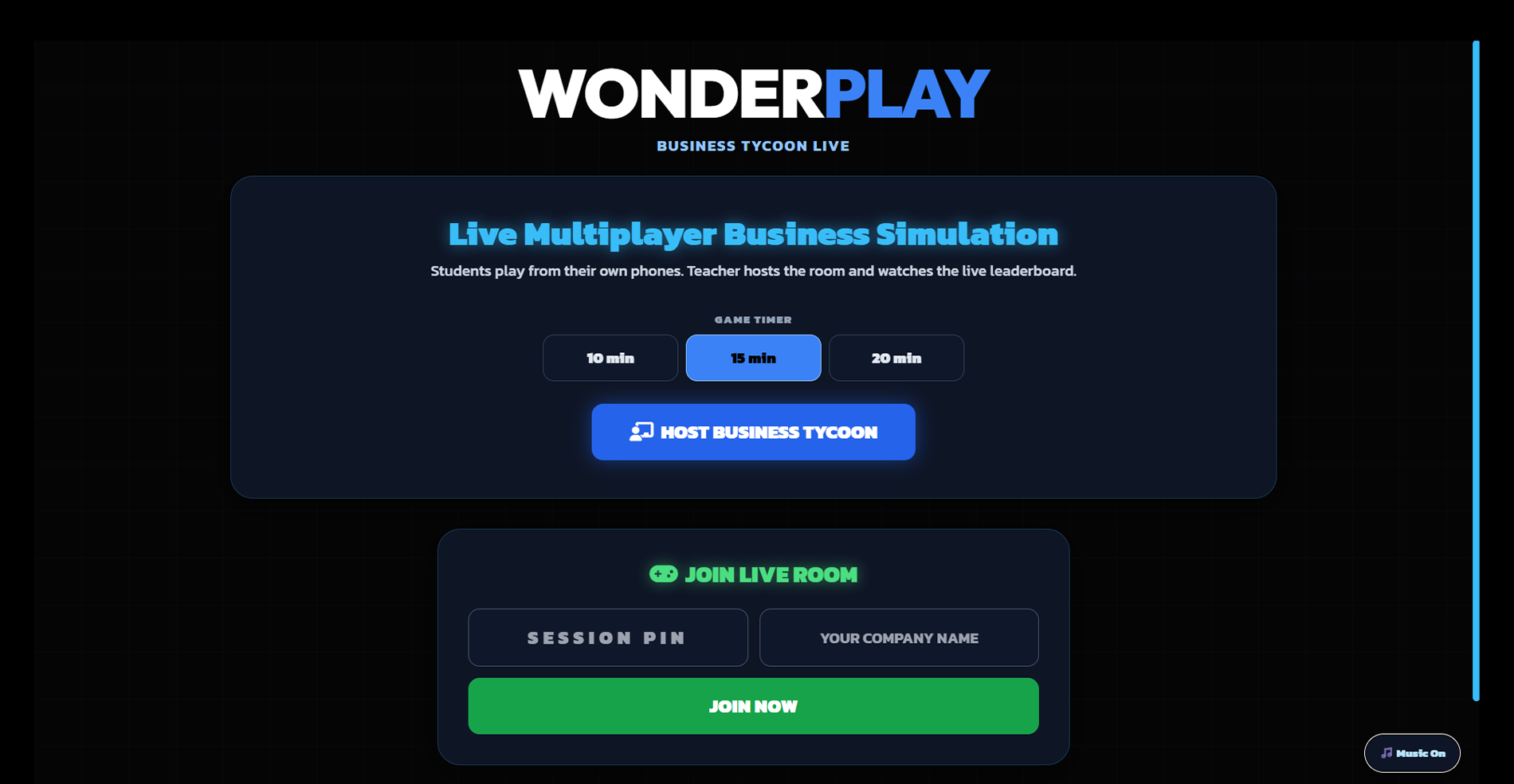 Business Tycoon classroom simulation preview
