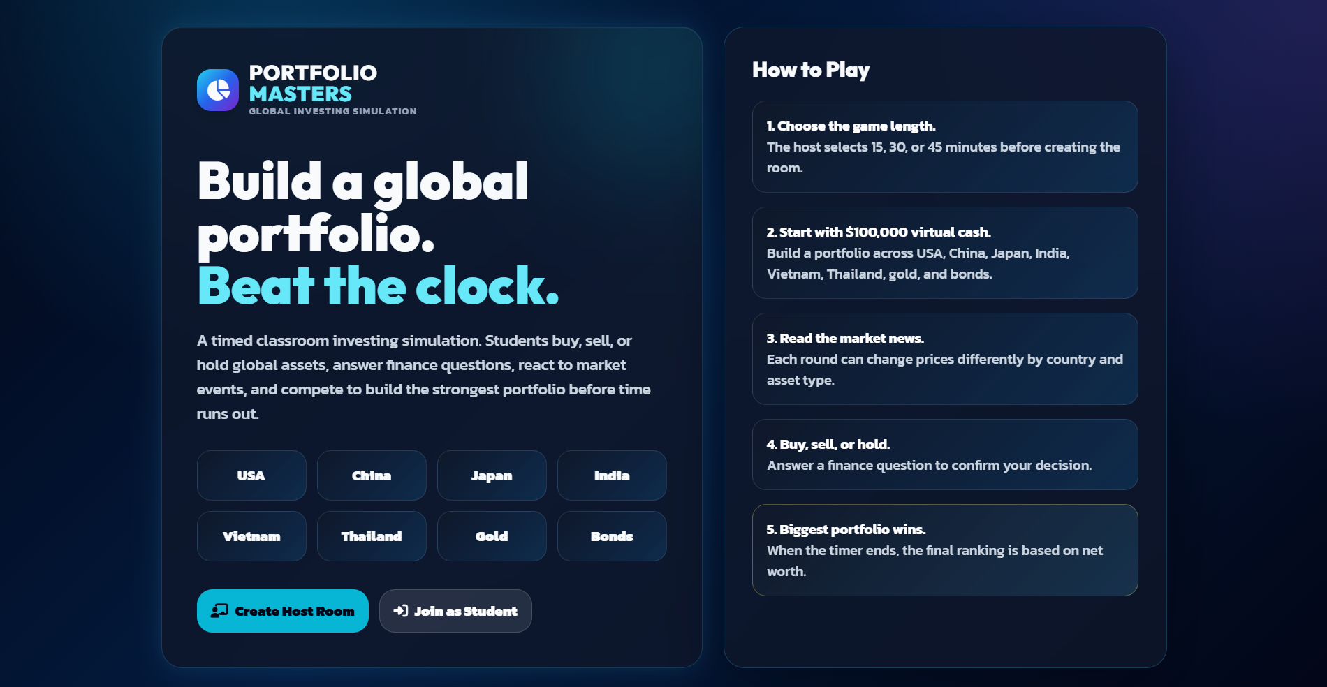Portfolio Masters classroom simulation preview
