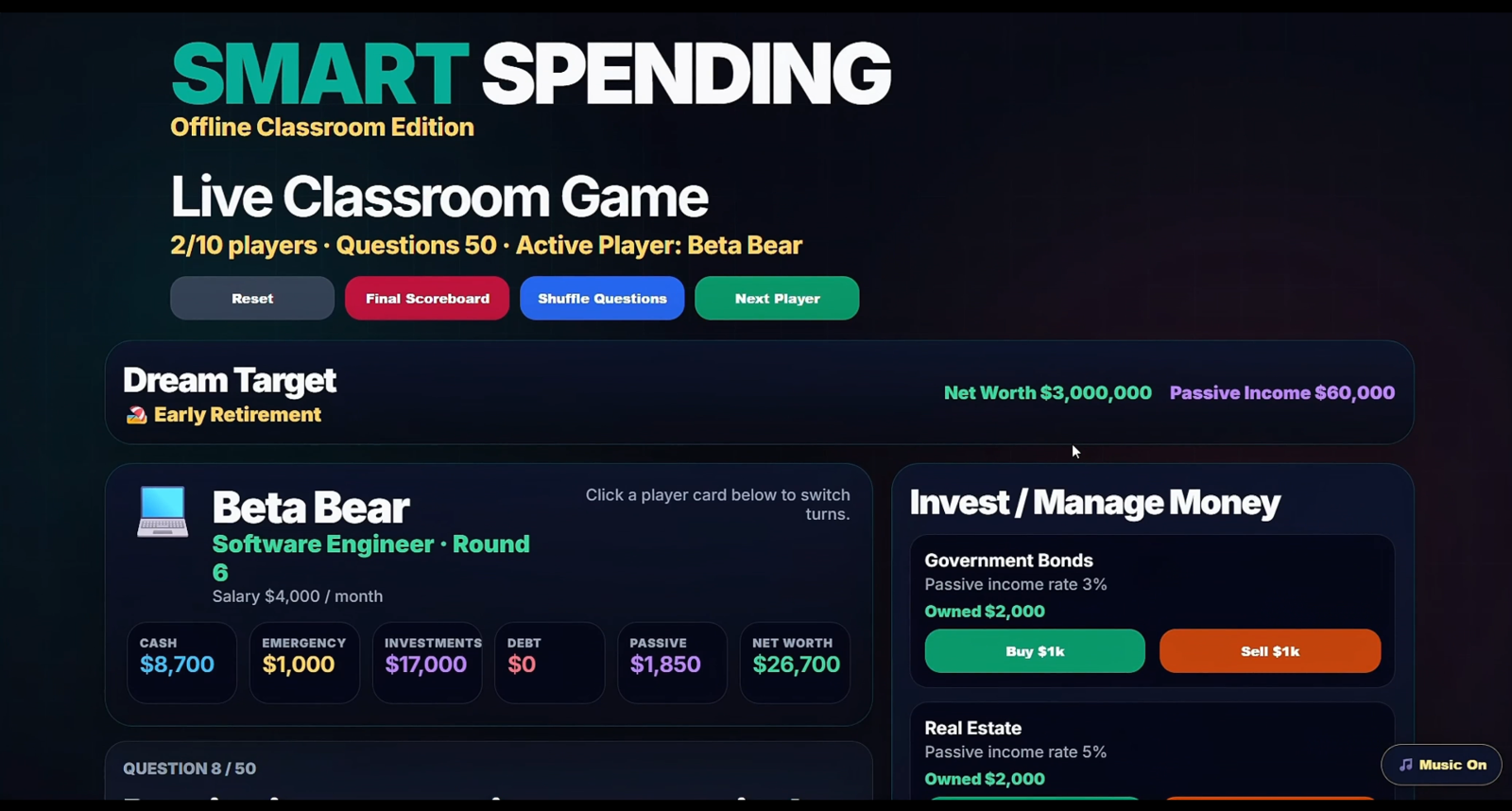 Smart Spending classroom simulation preview